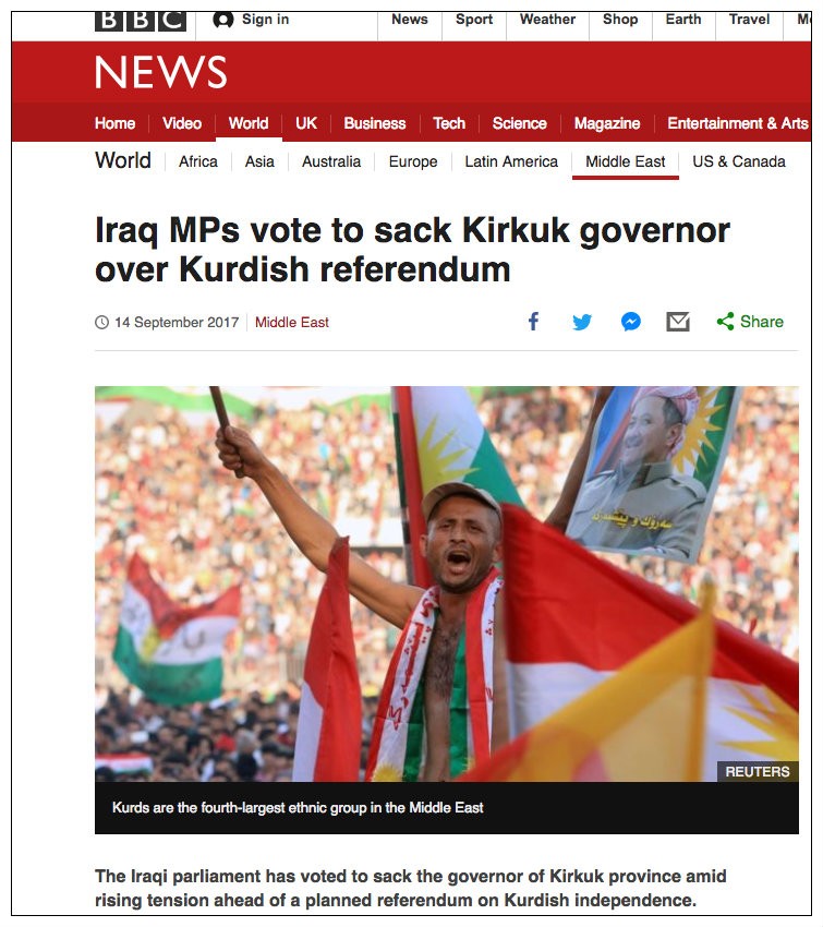 BBC o kurdskom referendumu: članovi parlamenta Iraka traže razrešenje guvernera Kirkuka